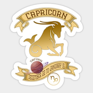 Capricorn December 22 to January 19 Vintage Sticker